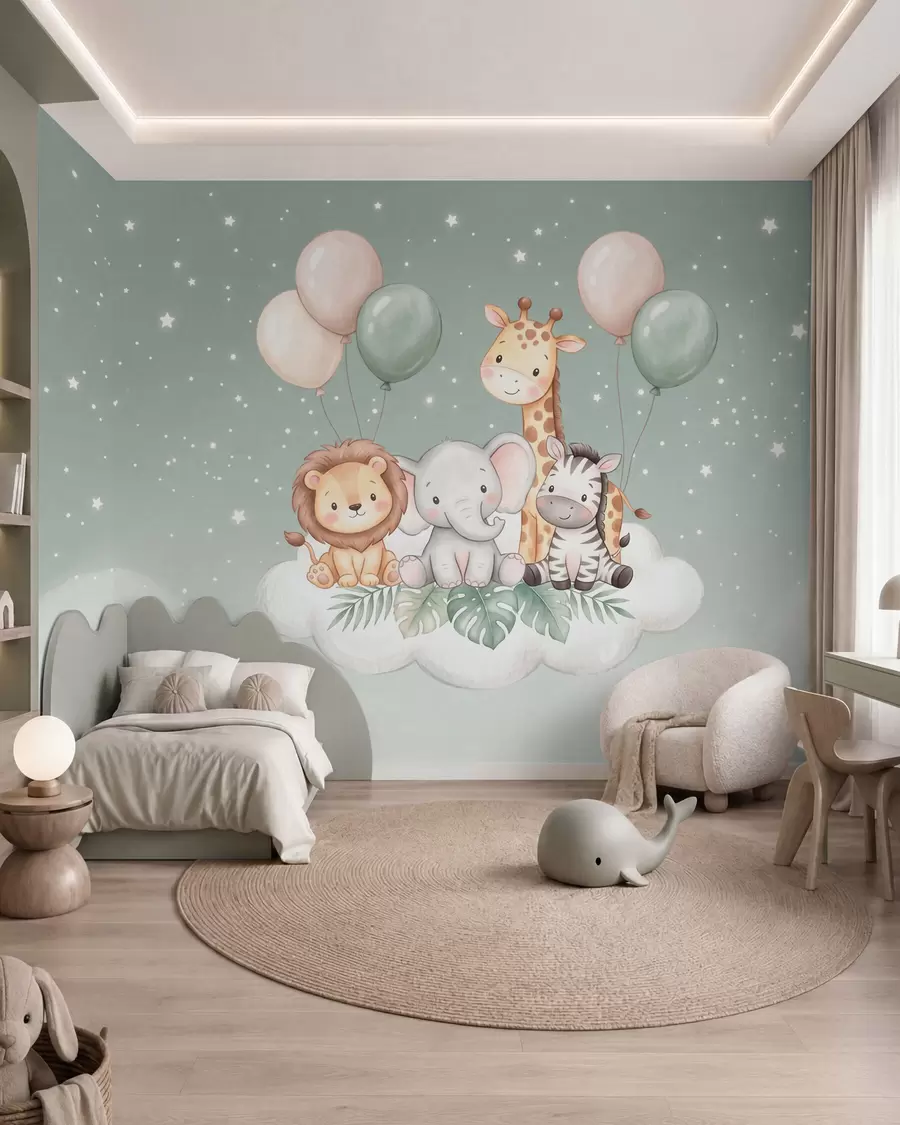 murales de pared Safari entre nubes w10004
