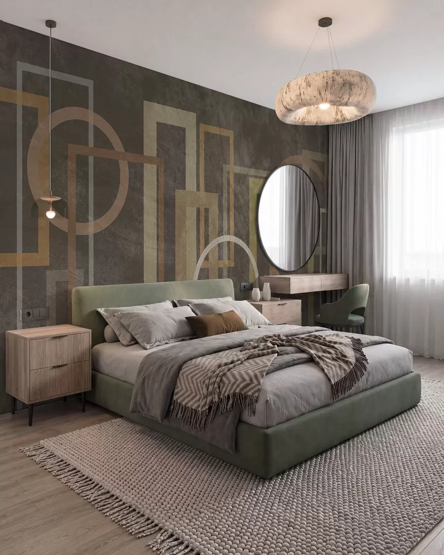 murales de pared Formas geométricas y con textura, como rectángulos y círculos, en tonos tierra w10031