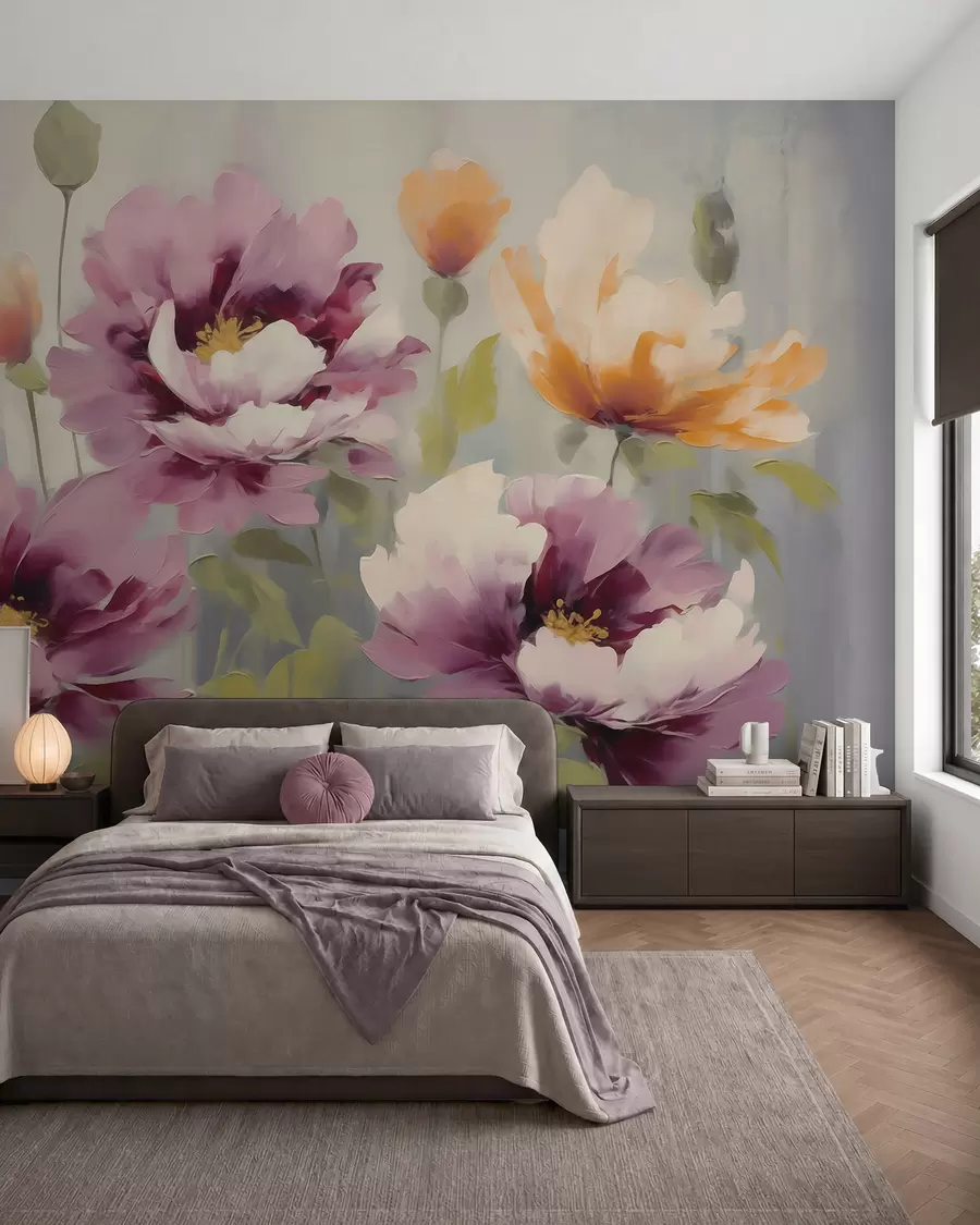 murales de pared Flores abstractas y estilizadas, imitación de una pintura w05848