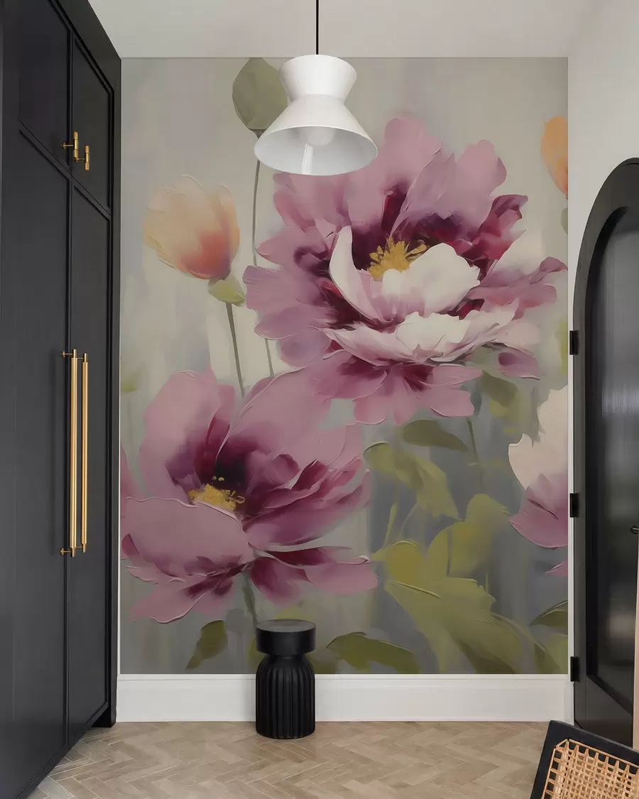 murales de pared Flores abstractas y estilizadas, imitación de una pintura w05848