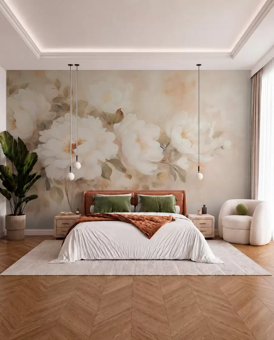 murales de pared Peonías de estilo vintage w05835