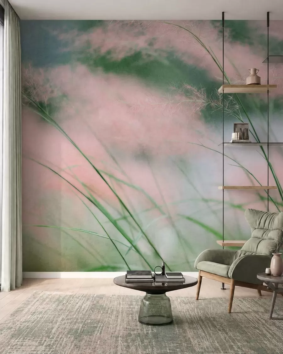 murales de pared Hierbas en rosa empolvado w05886