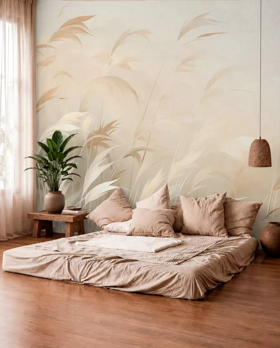 murales de pared Hierbas en tonos arena w05910