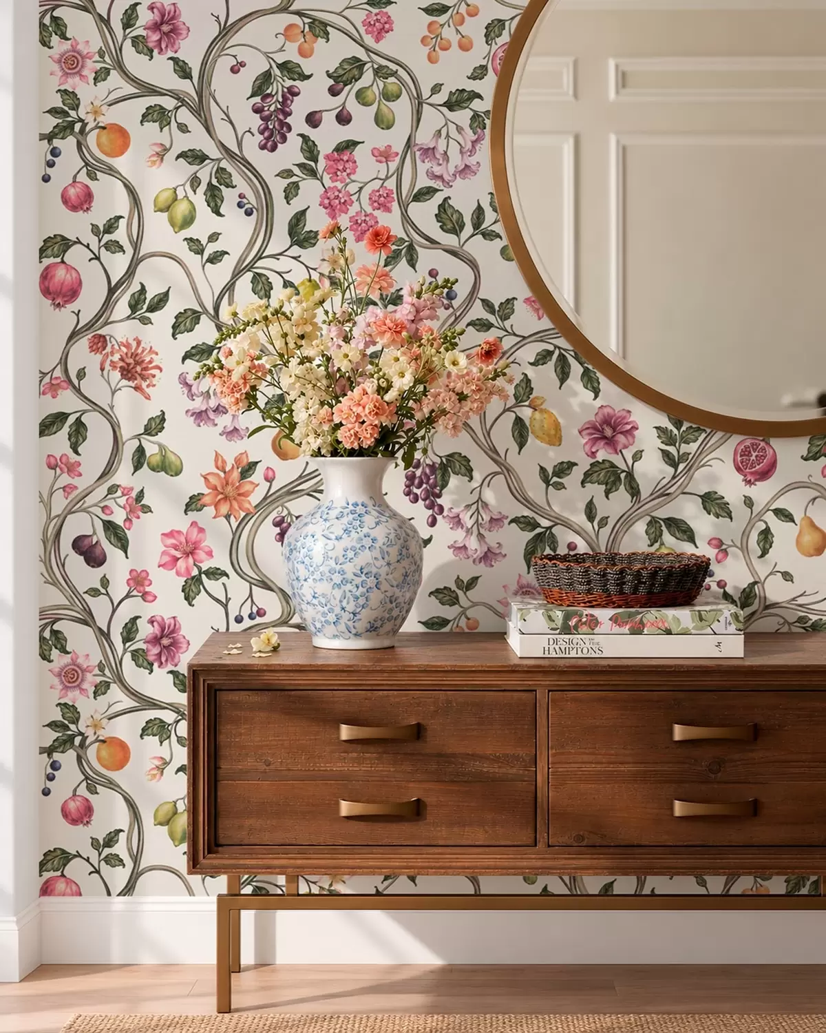murales de pared Motivo floral y frutal con ramas entrelazadas w05862v1