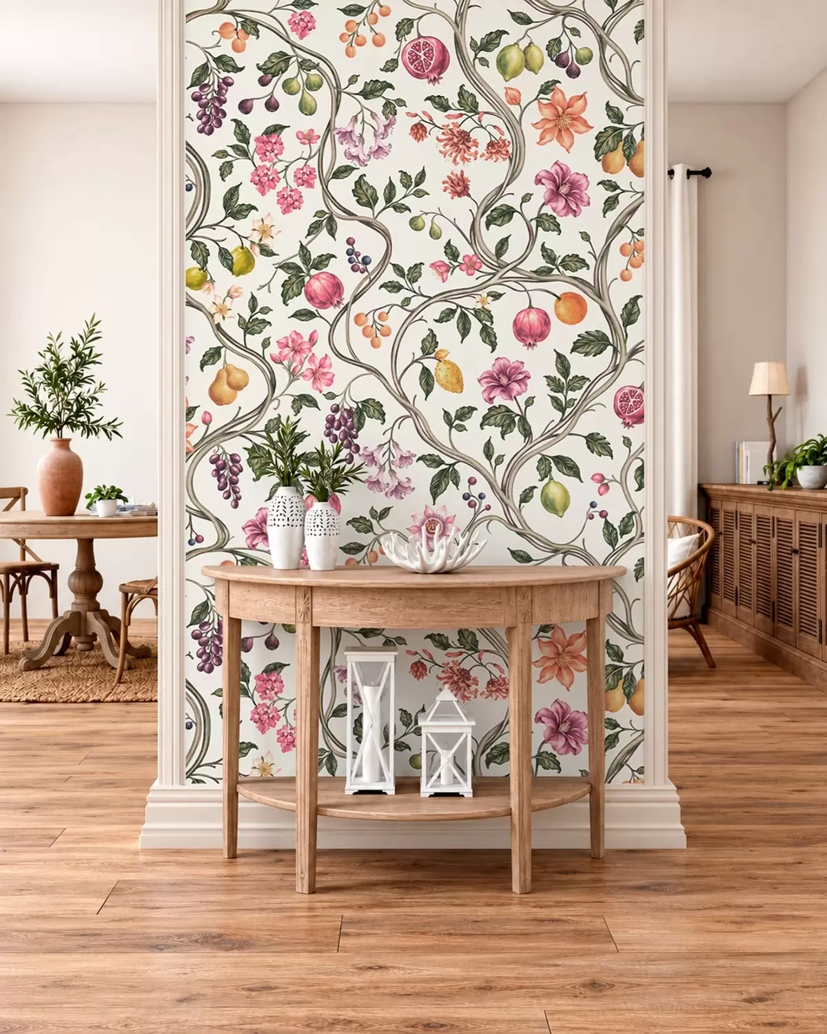 murales de pared Motivo floral y frutal con ramas entrelazadas w05862v1