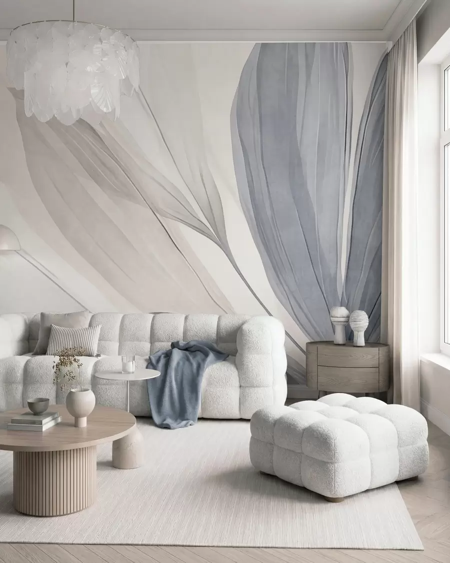 murales de pared Hojas en azul w10063