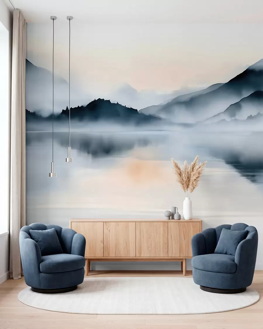 murales de pared Lago en acuarela w10078