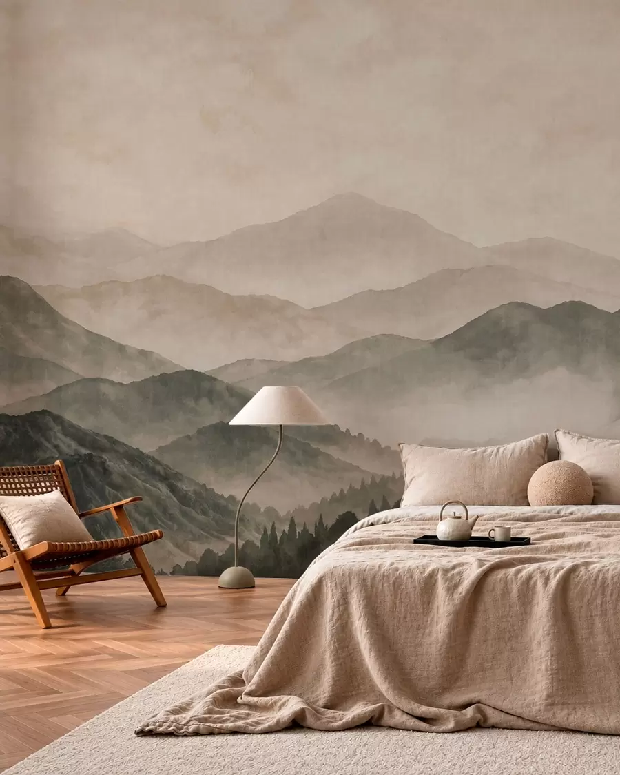 murales de pared Cordilleras brumosas y bosques oscuros w05925v3