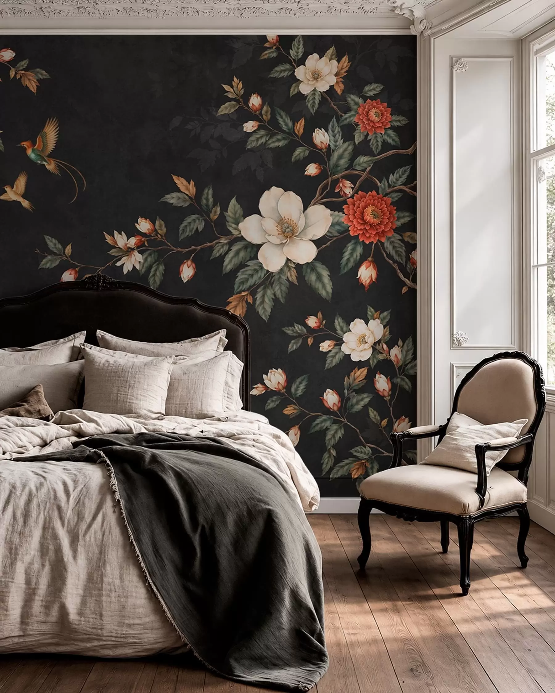 murales de pared Pájaros sobre negro w05927
