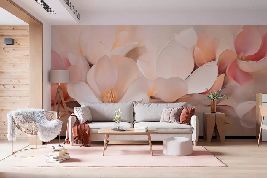 murales de pared Flores color durazno w05979