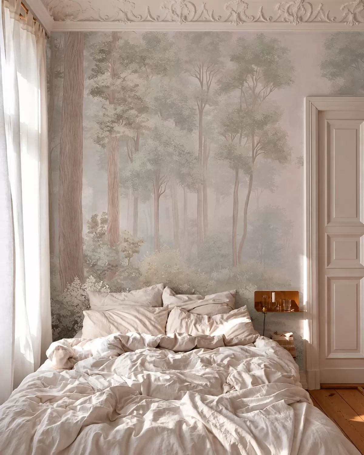 murales de pared Un bosque en tonos pastel con un sendero sinuoso w05889