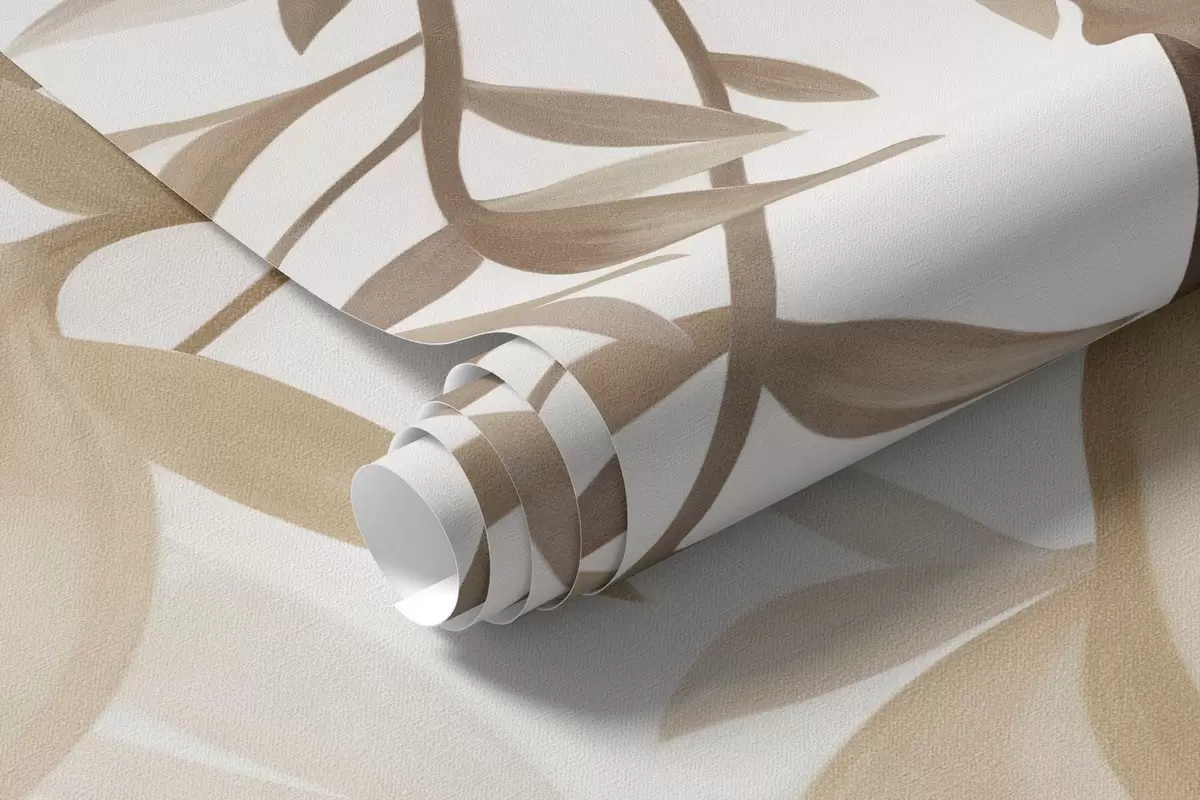 murales de pared Ramas de sauce colgantes y delicadas flores en tonos beige apagados w10081