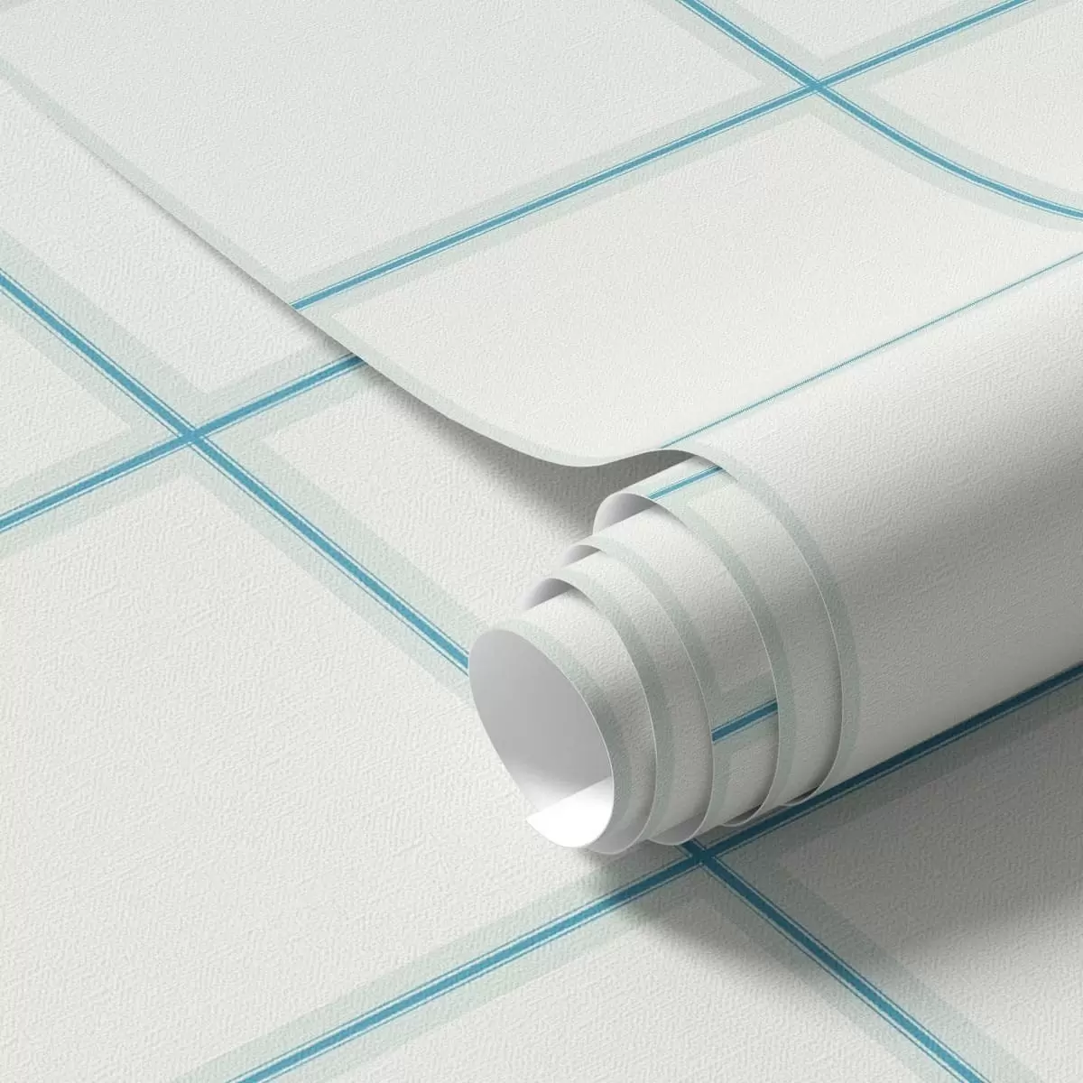 Papel pintado Cuadrícula de nueve cuadrados blancos con bordes azul claro a01277v1