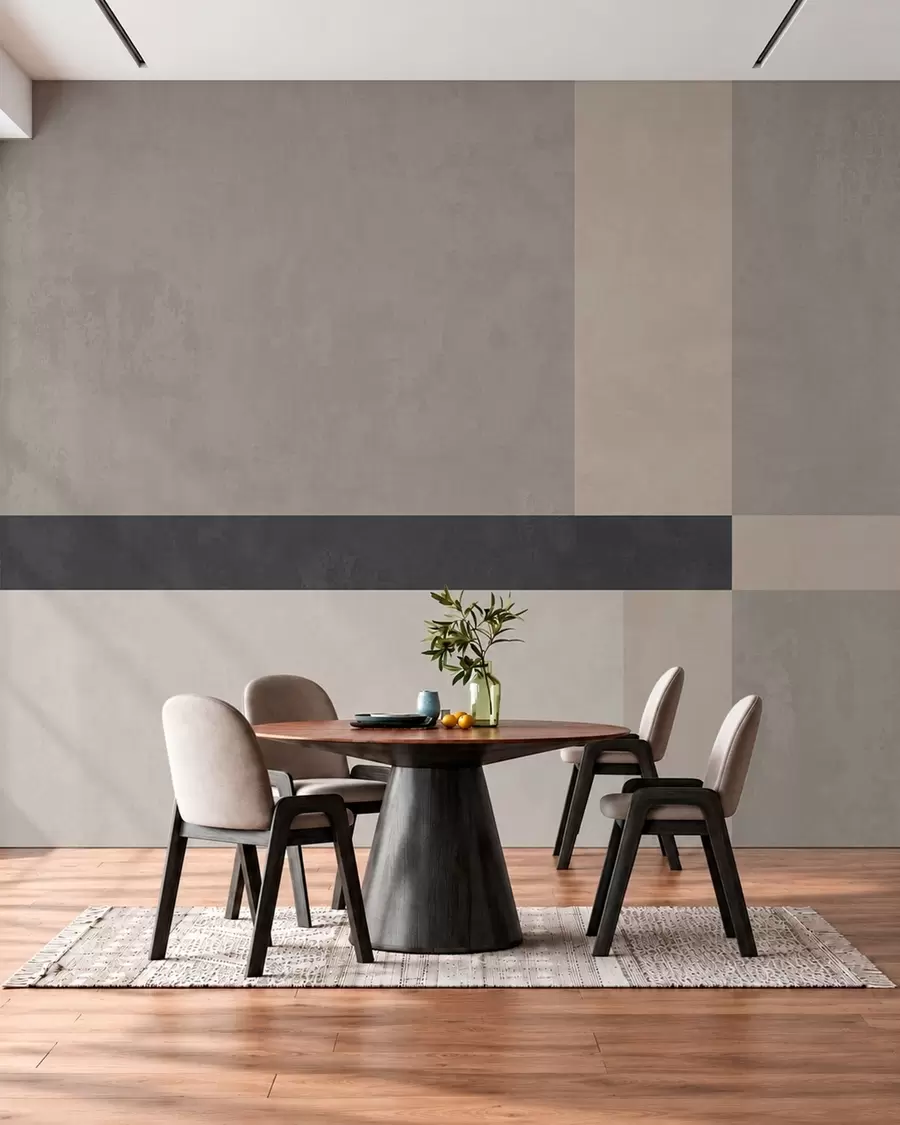 murales de pared Geometría abstracta con bloques de color beige y gris y una raya oscura w05891
