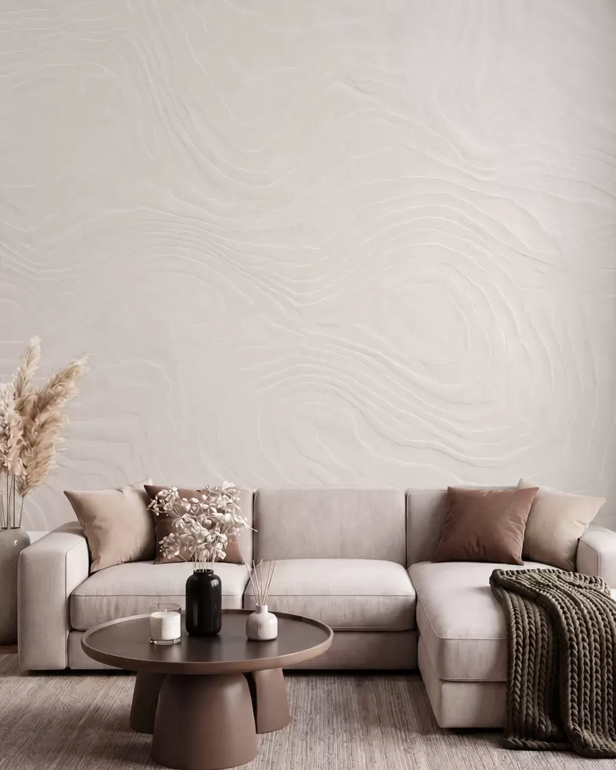 murales de pared Textura abstracta y ligera con líneas onduladas y un efecto de yeso natural w10092