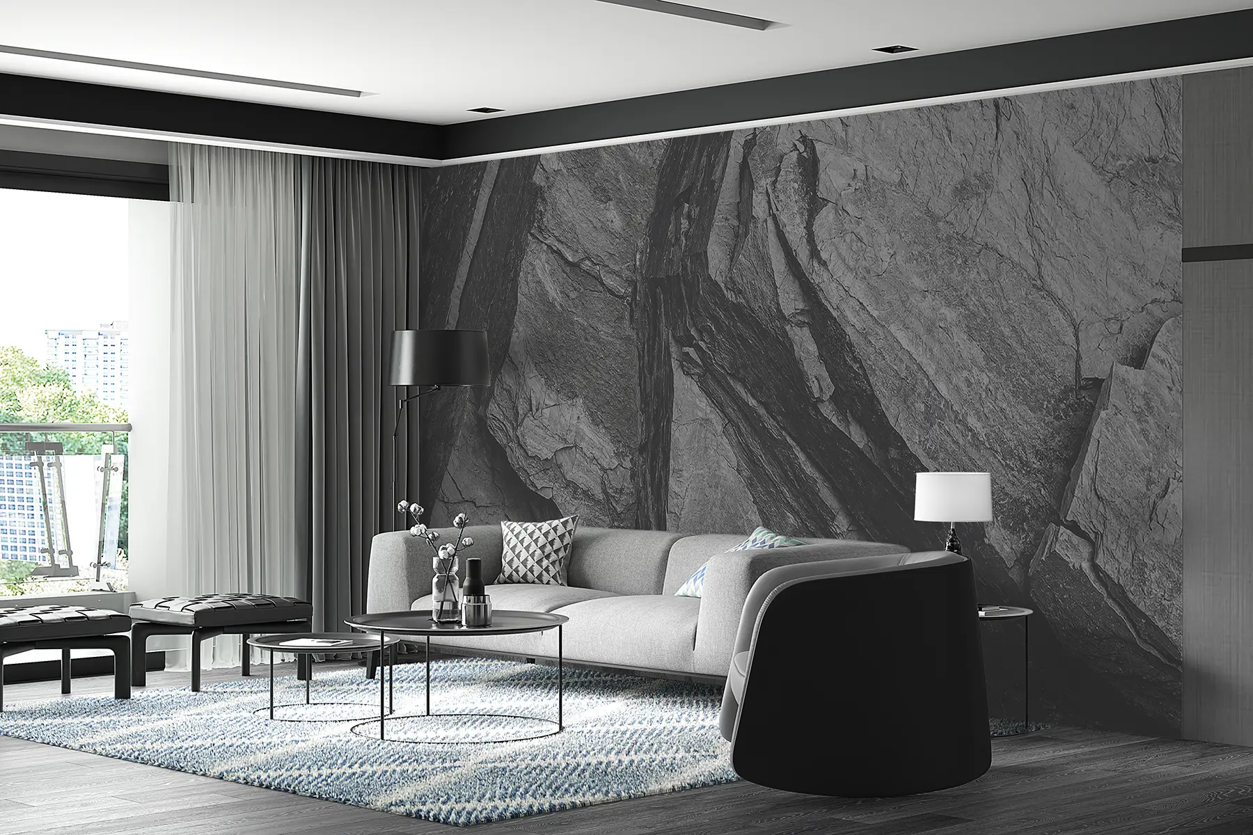 murales de pared Marrón, madera y roca madre u33043