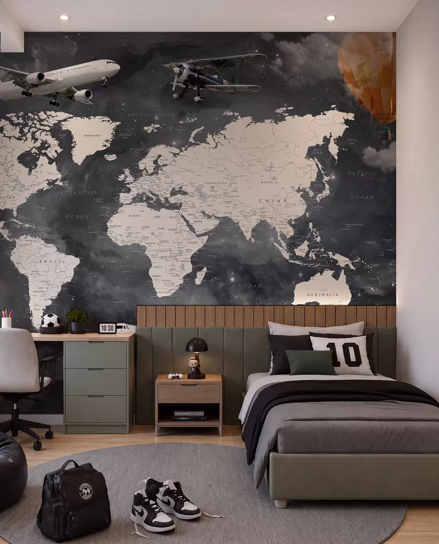 murales de pared Mapa y aviones u72597