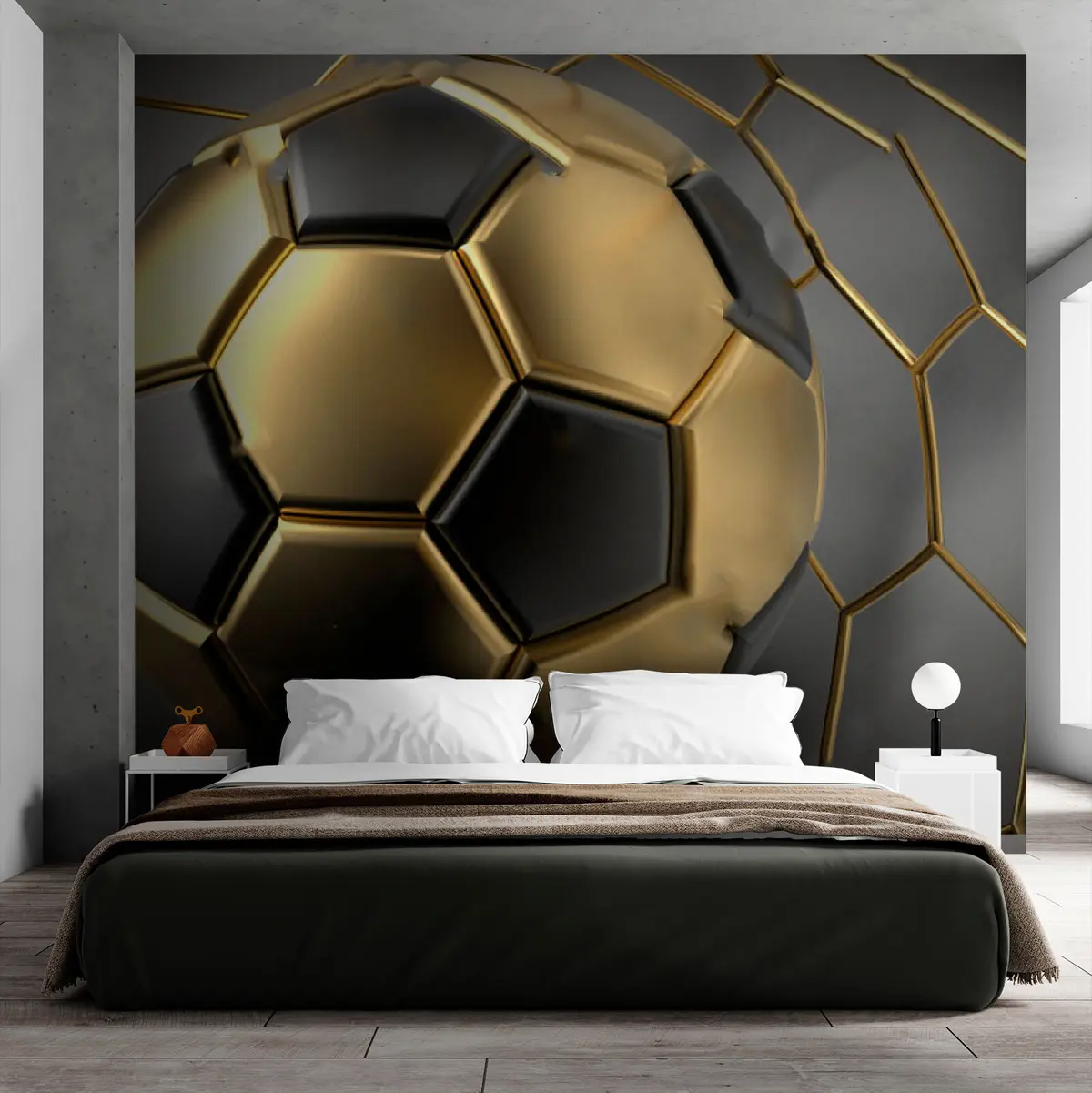 murales de pared Un balón de fútbol en la portería u73011