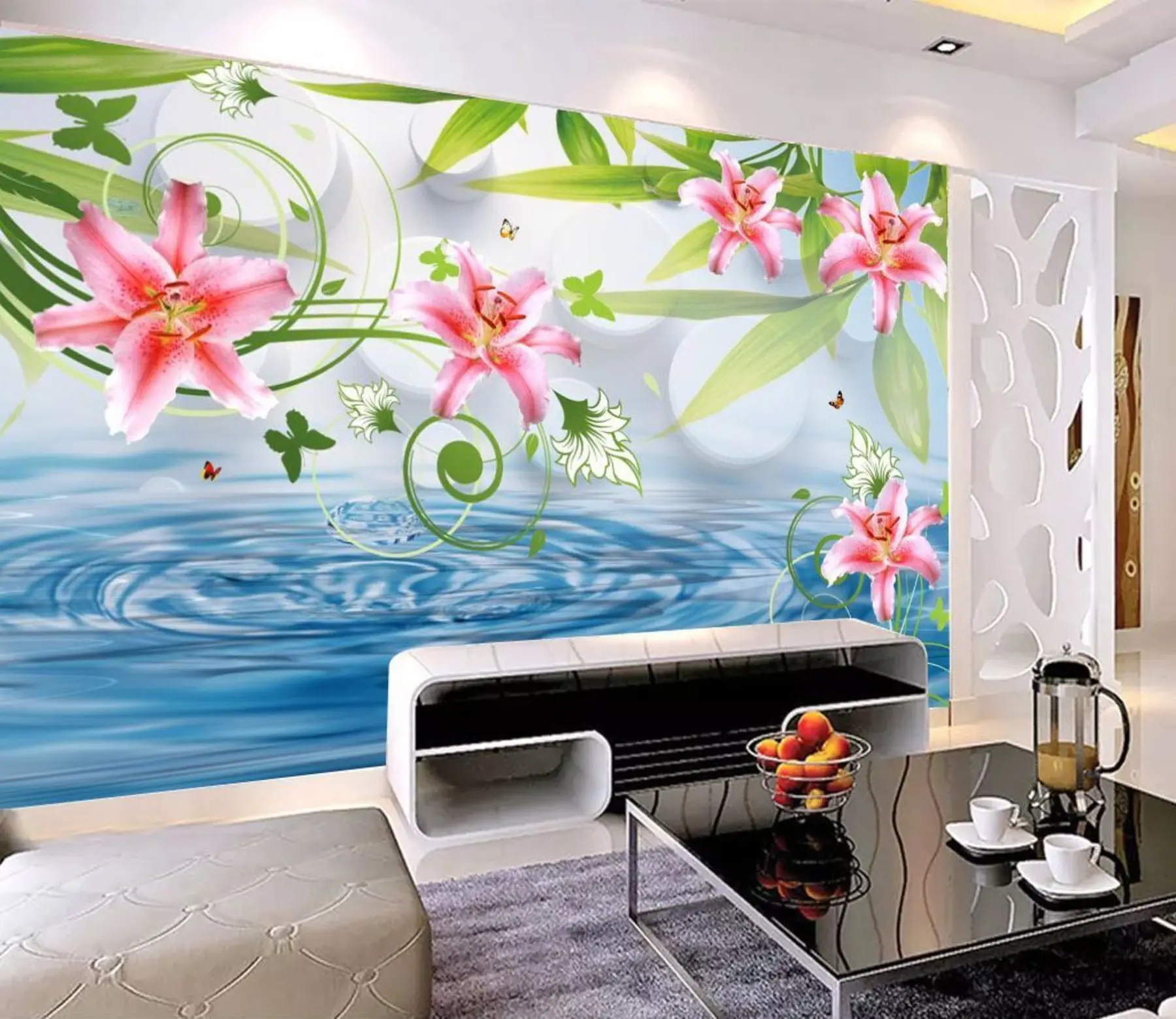 murales de pared Flor, agua y planta. u30073