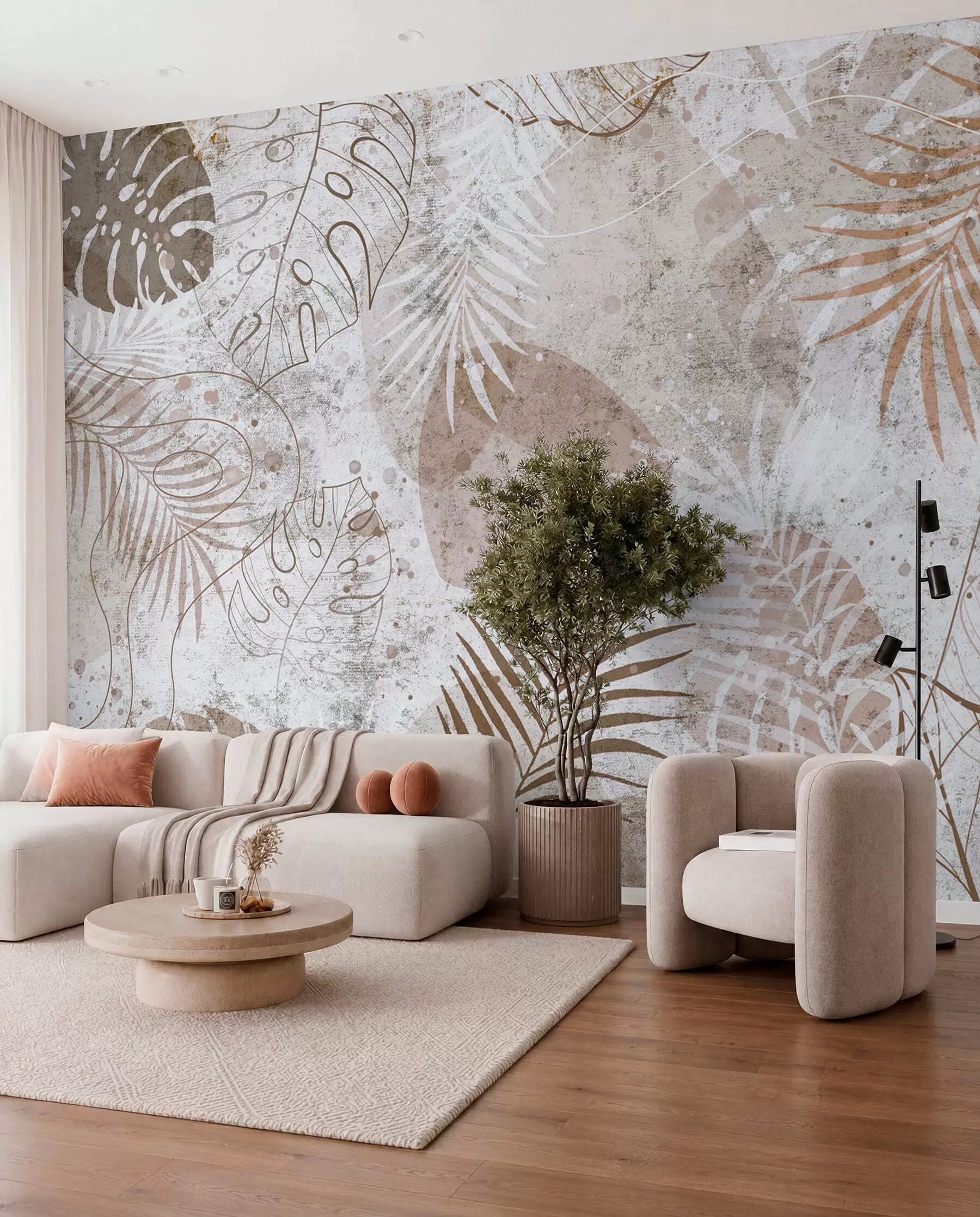 murales de pared Hojas tropicales grabadas u73584