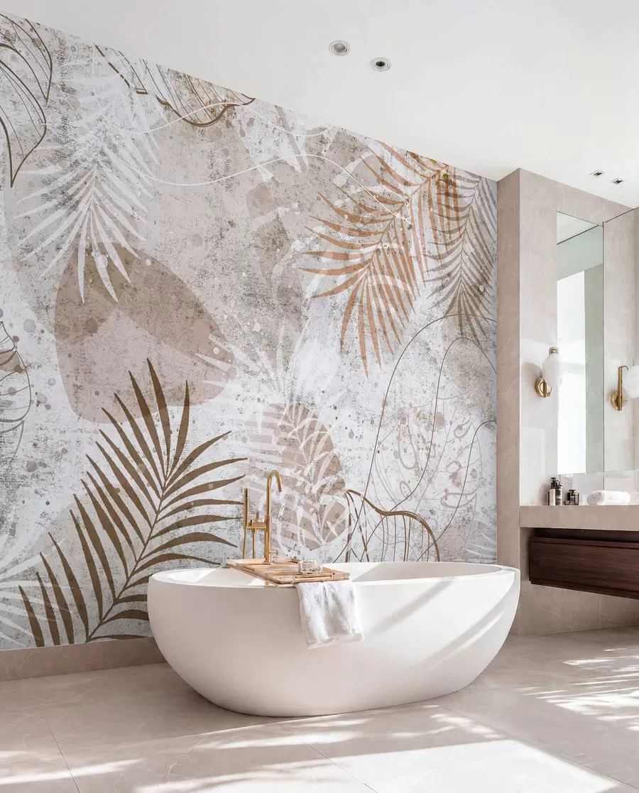 murales de pared Hojas 3D glamorosas con estilo grunge u73584