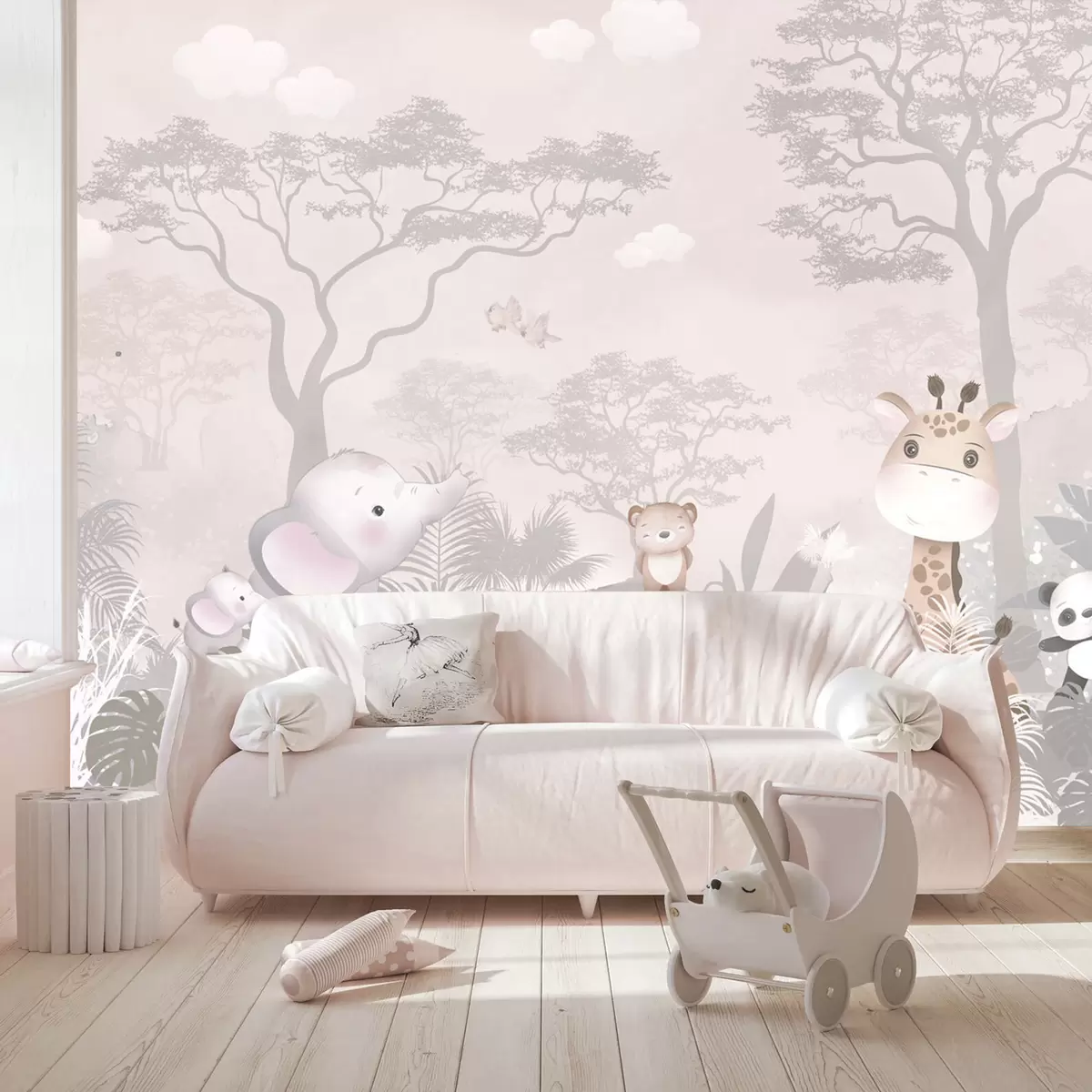murales de pared Lindos animales en el Savana u73878