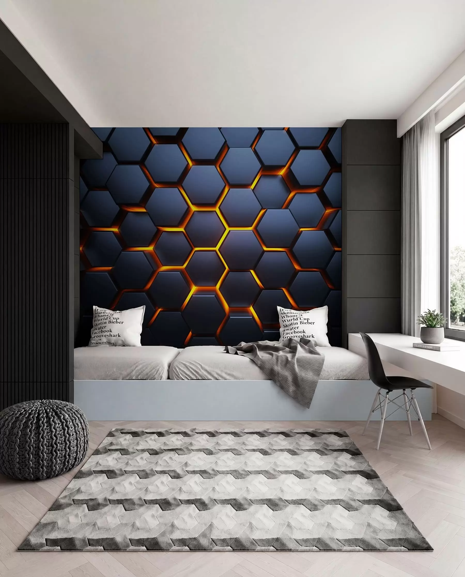 murales de pared Resplandor de luz bajo los hexágonos u93570