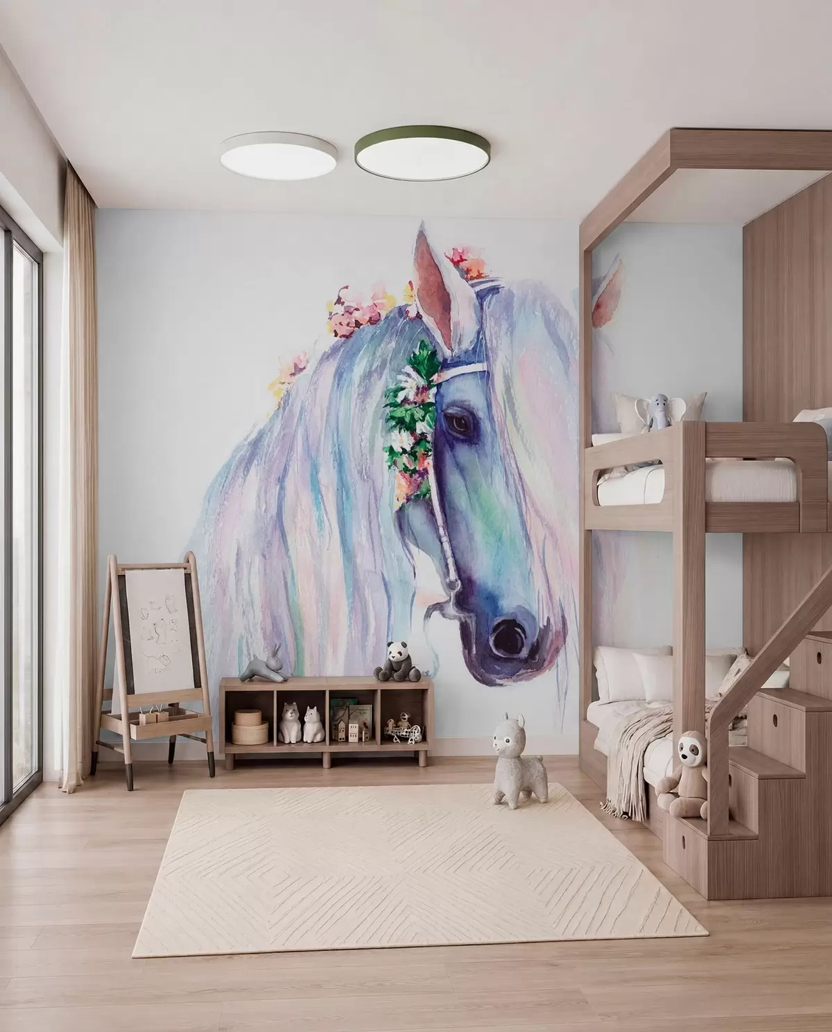 murales de pared Caballo de crin pastel u93591