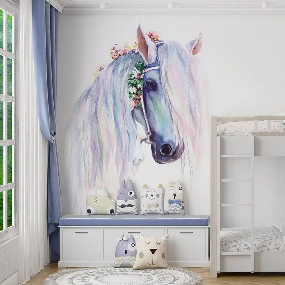 murales de pared Caballo de crin pastel u93591