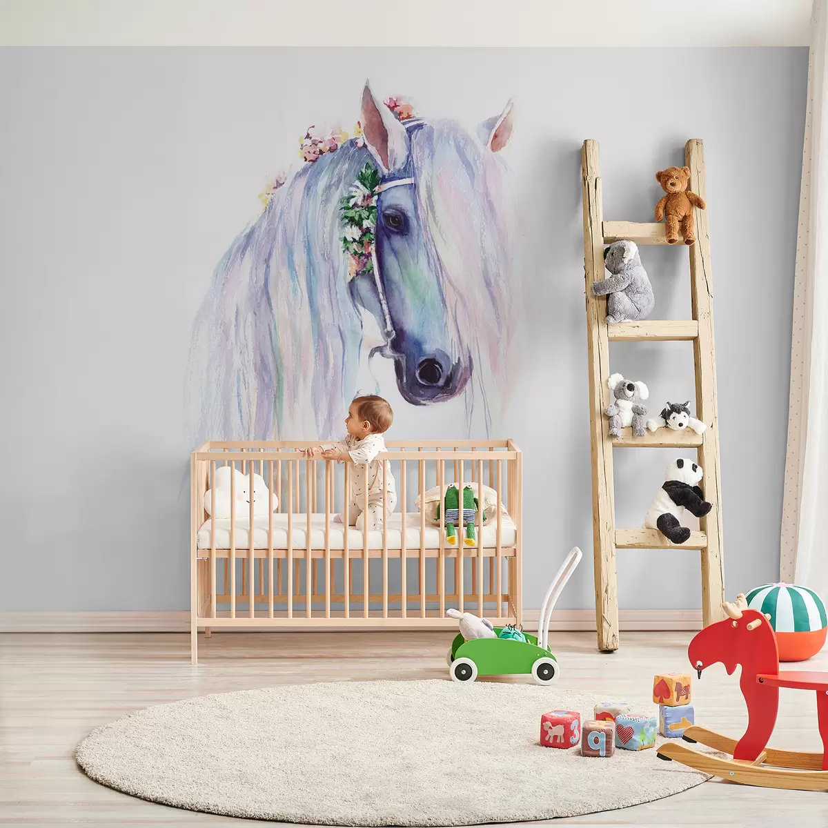 murales de pared Caballo de crin pastel u93591