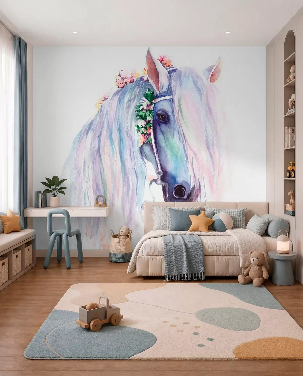 murales de pared Caballo de crin pastel u93591