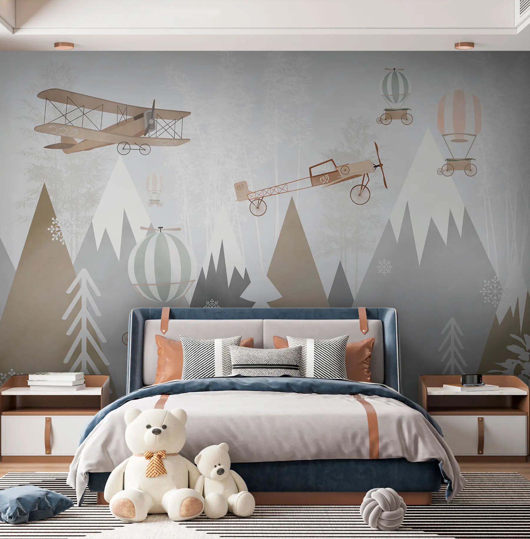 murales de pared Montañas y aviones, al estilo escandinavo u73961
