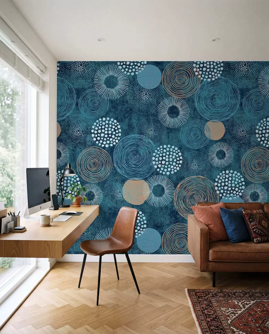 murales de pared Estudio de círculos índigo u59376