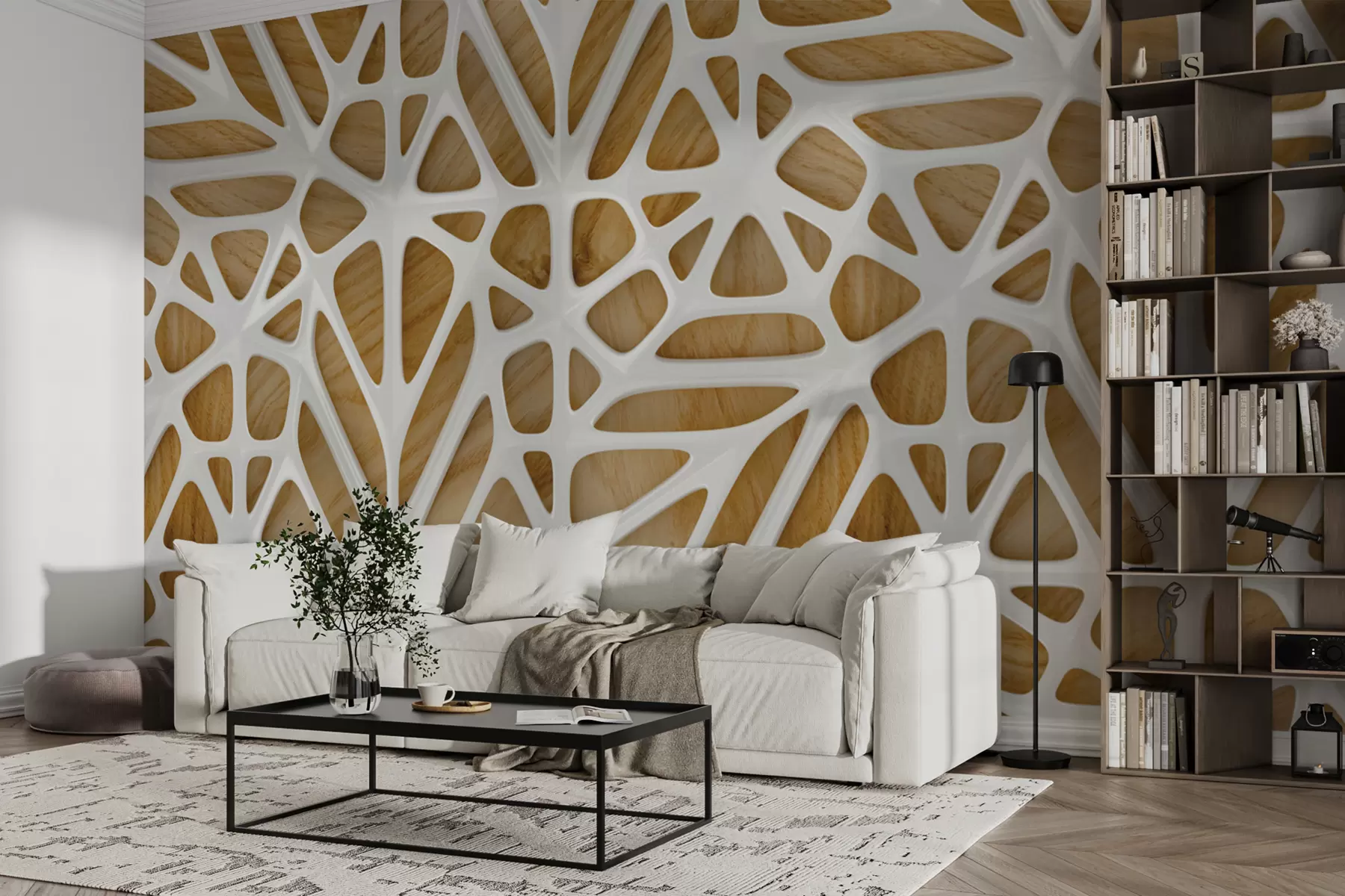 murales de pared Motivo blanco sobre fondo beige u93676