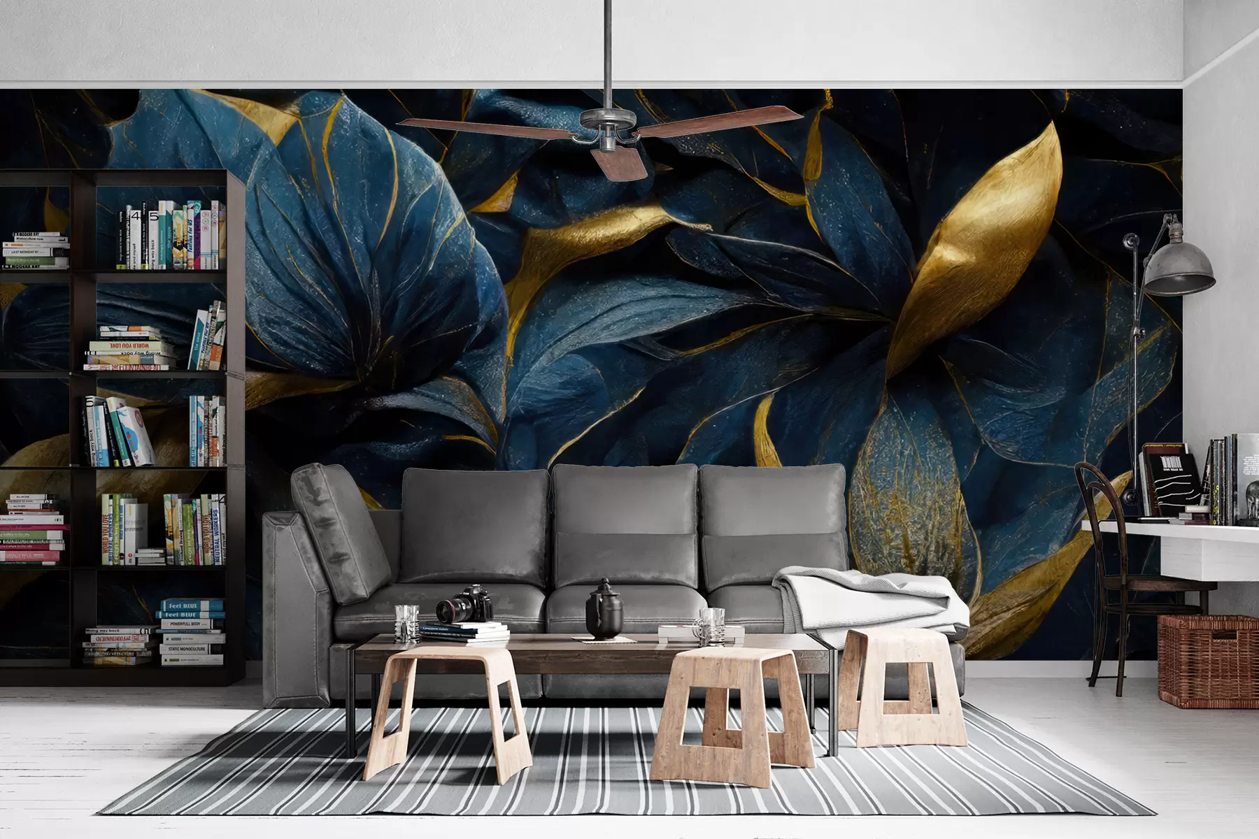 murales de pared Flores reales azules u74140
