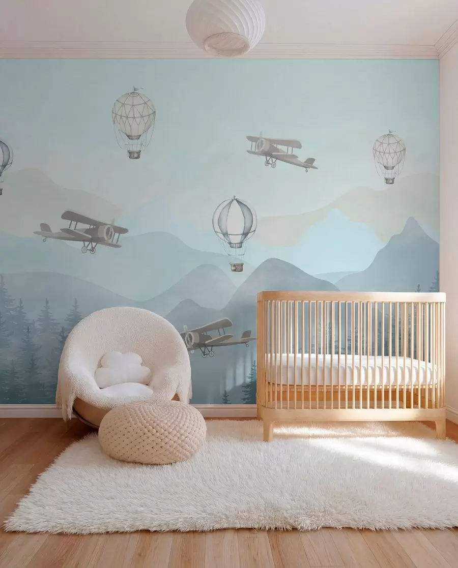 murales de pared Cielo con globos y helicópteros u74226