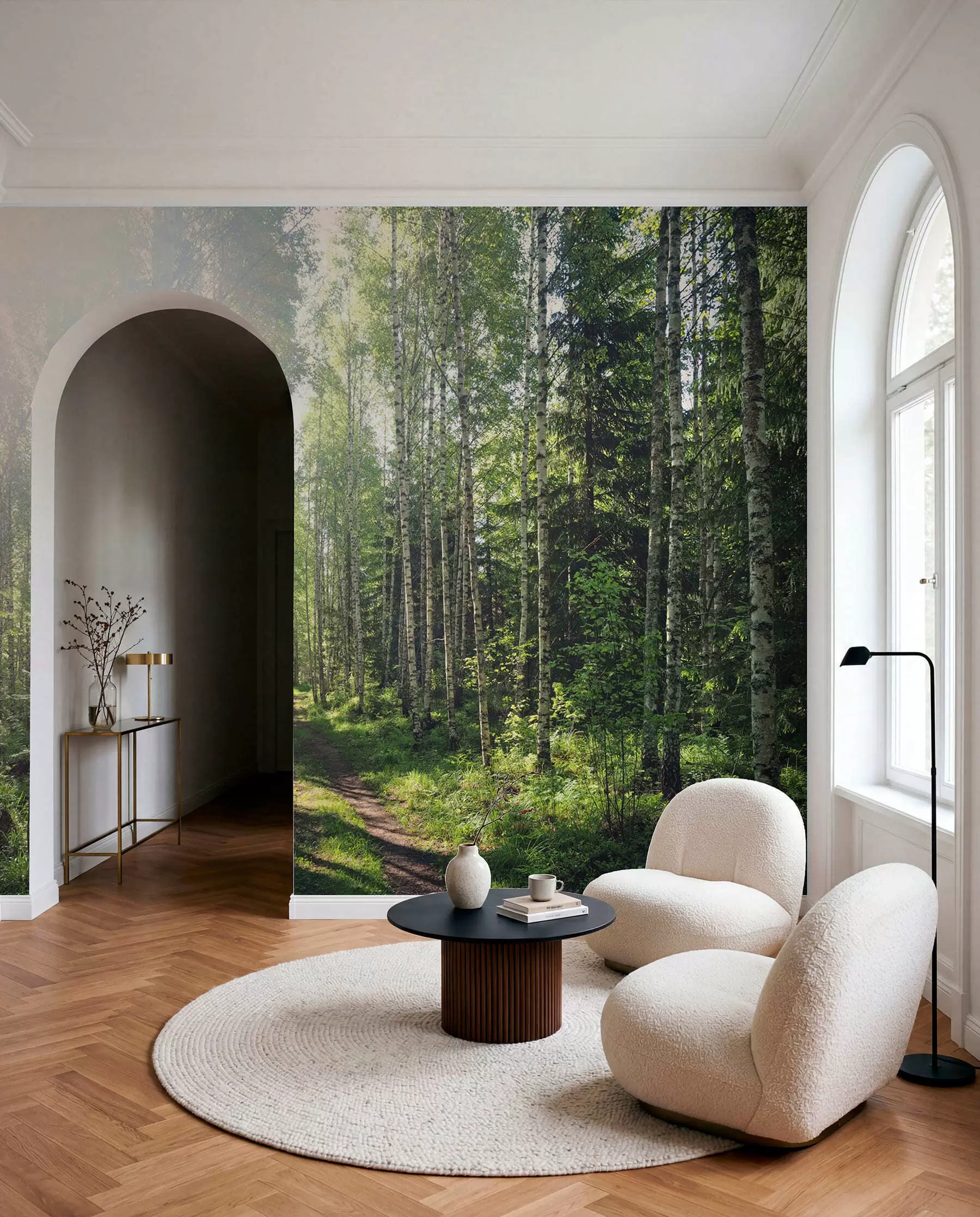 murales de pared Abedules en luz verde u74235