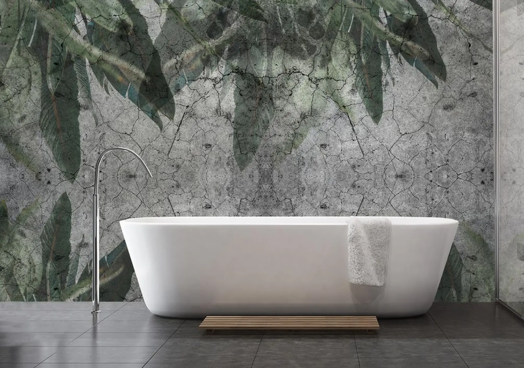 murales de pared Hojas en hormigón viejo u60048