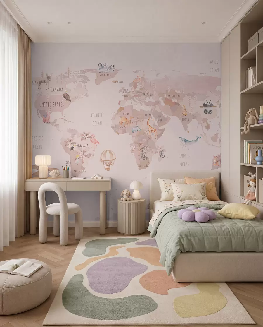 murales de pared Mapa de cuento de hadas del mundo u74508