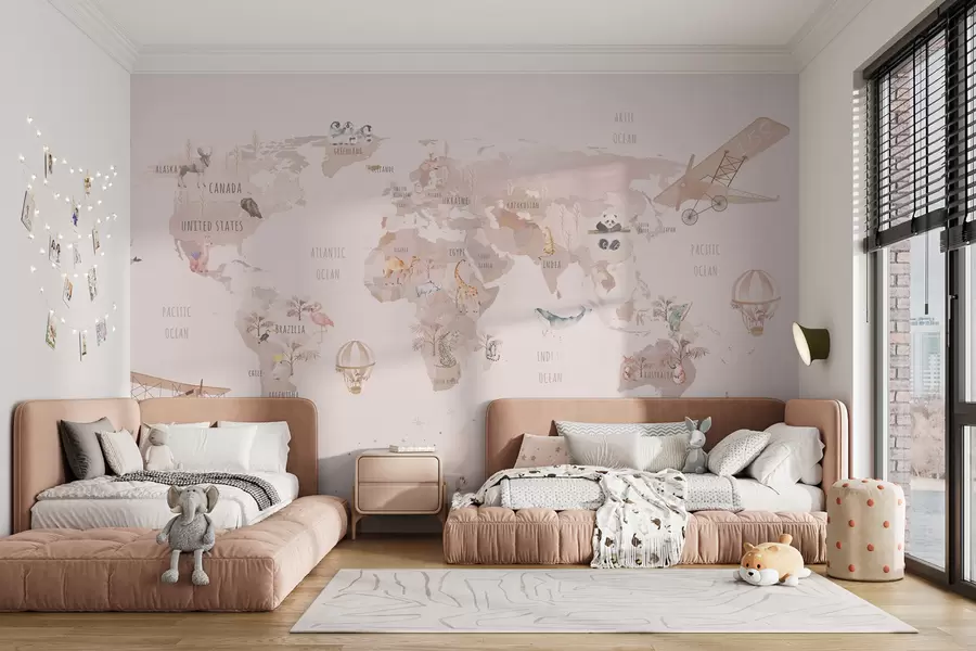 murales de pared Mapa de cuento de hadas del mundo u74508