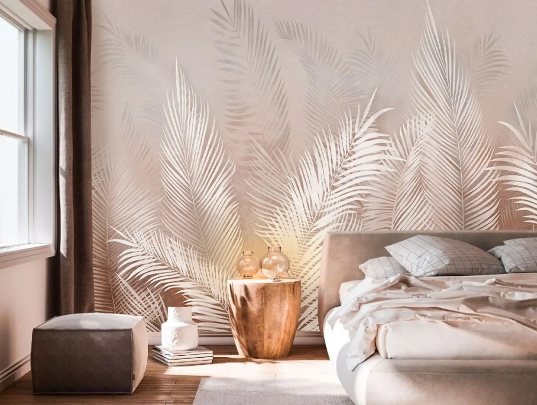 murales de pared Palmeras blancas sobre fondo marrón Granzh u74601