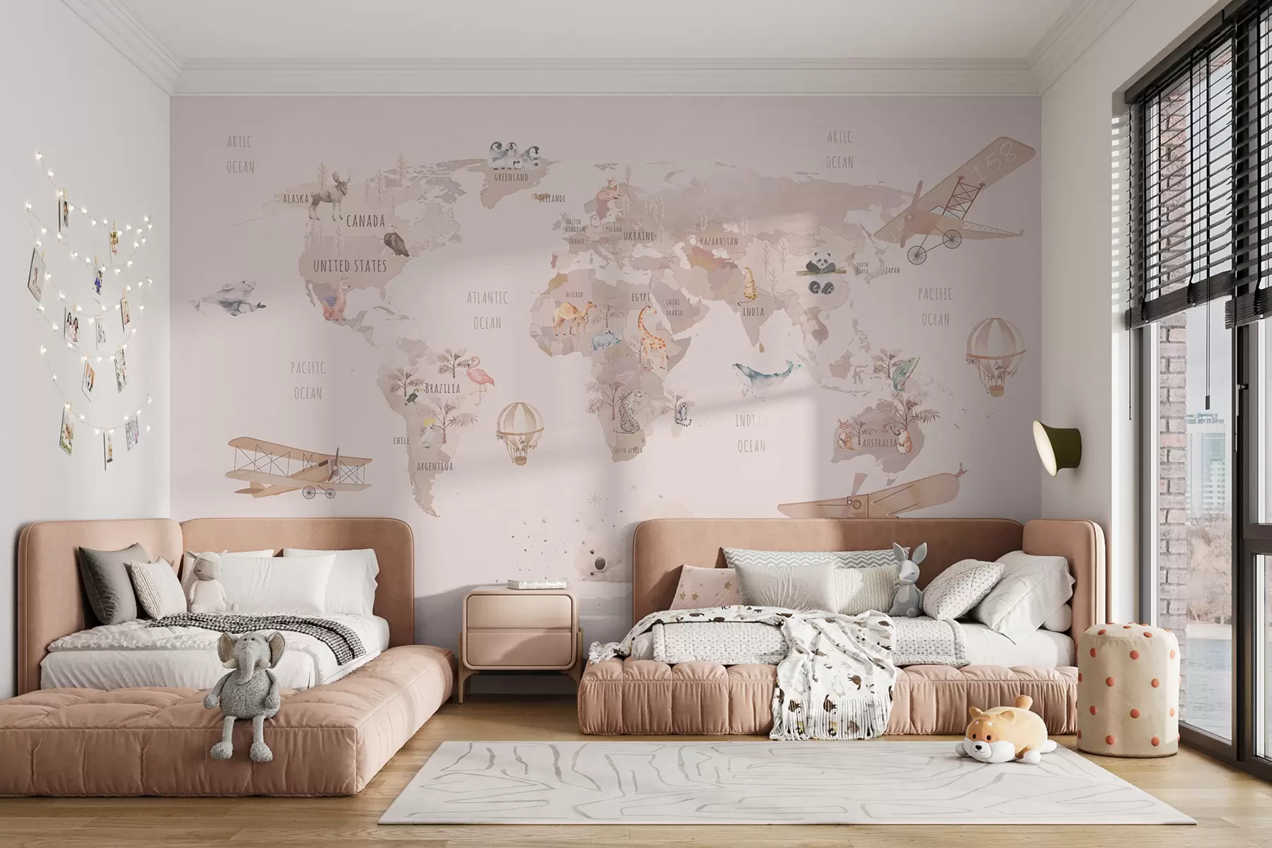 murales de pared Mapa mundial para niñas u93908