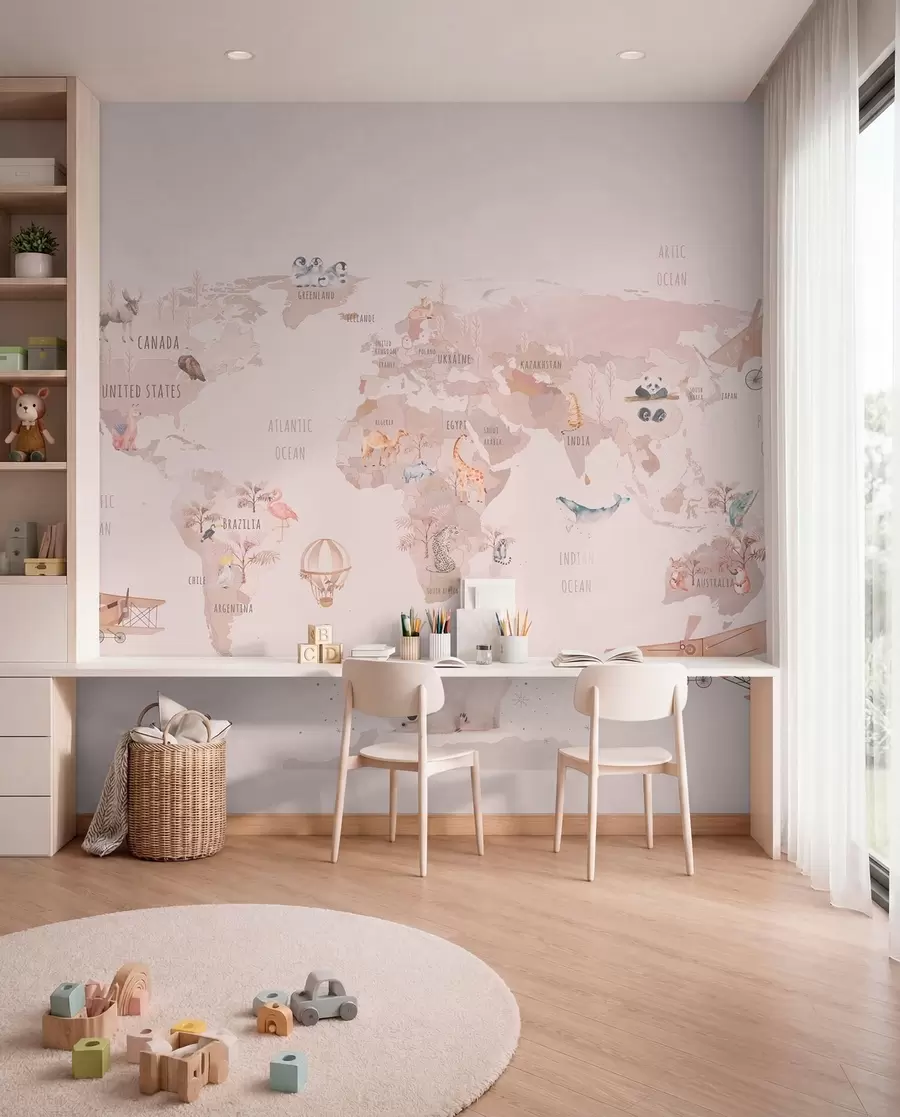 murales de pared Mapa mundial para niñas u93908