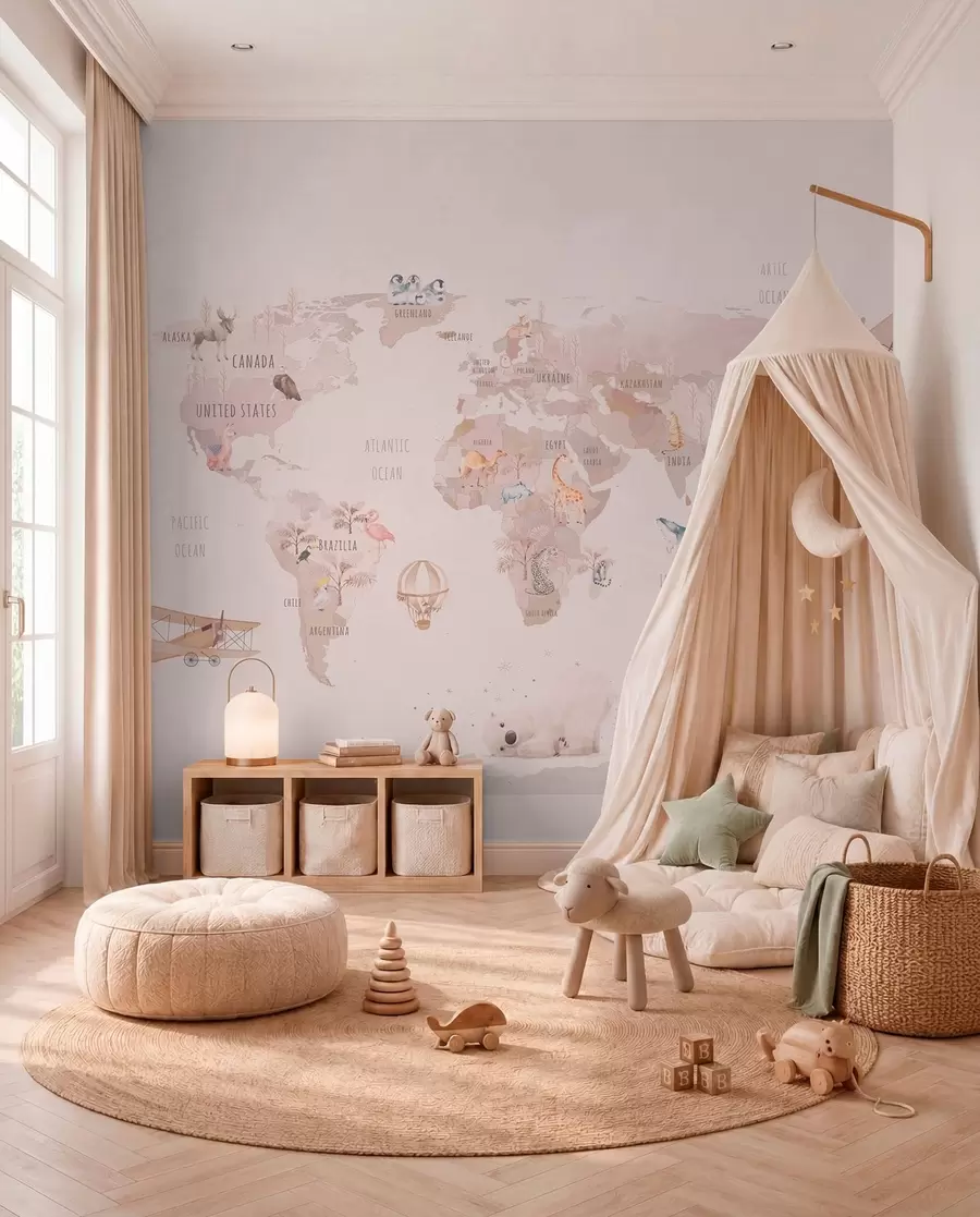 murales de pared Mapa mundial para niñas u93908