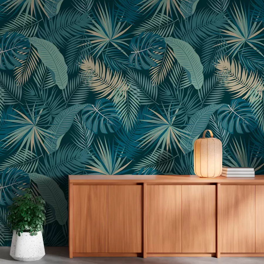 murales de pared Hojas de palma de la jungla tropical u74835