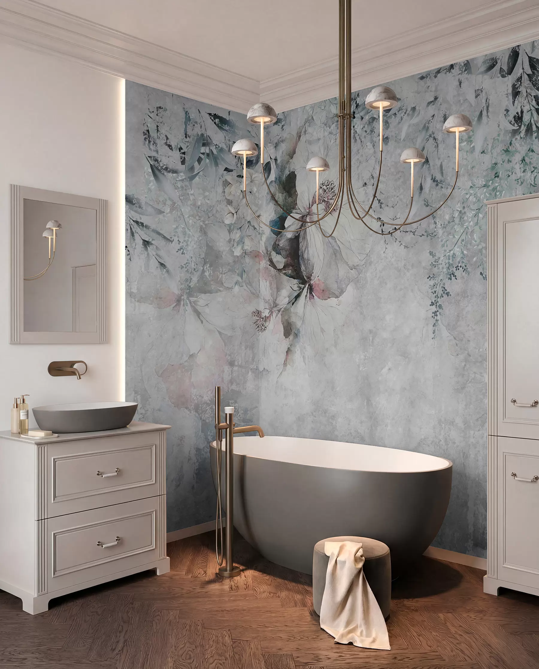 murales de pared Flores sobre gris desgastado u74746