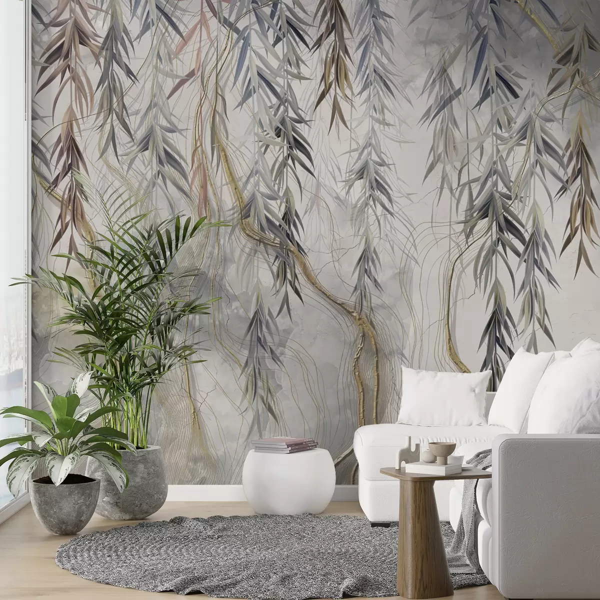 murales de pared Mármol mágico y hojas. u74185