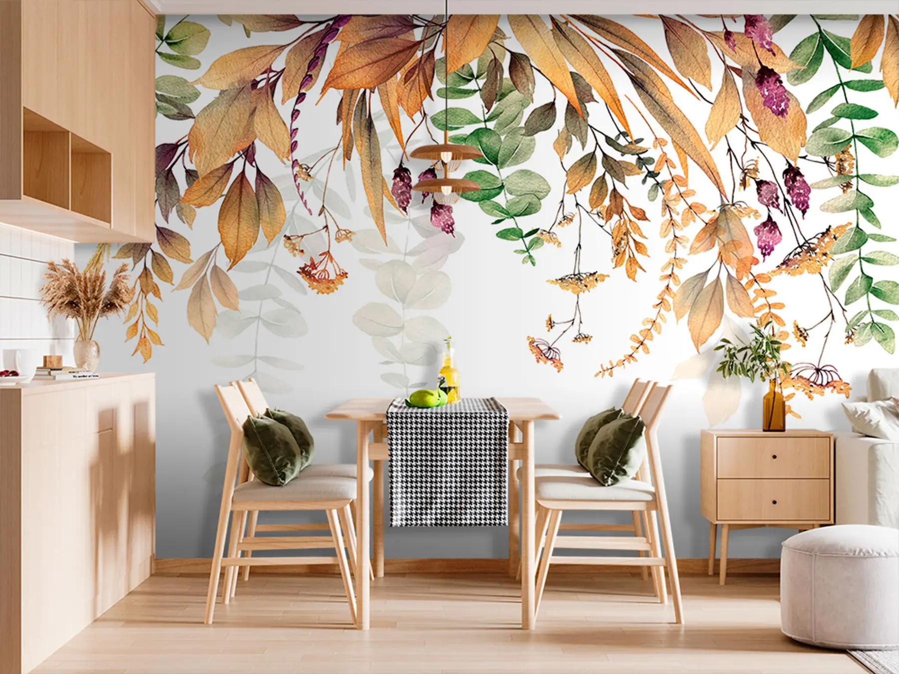 murales de pared Marco floral con hojas de otoño u94198