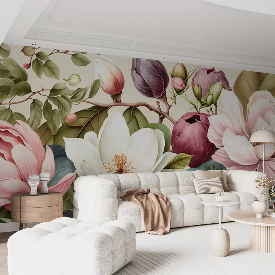 murales de pared pincel ligero de flores de acuarela u70654