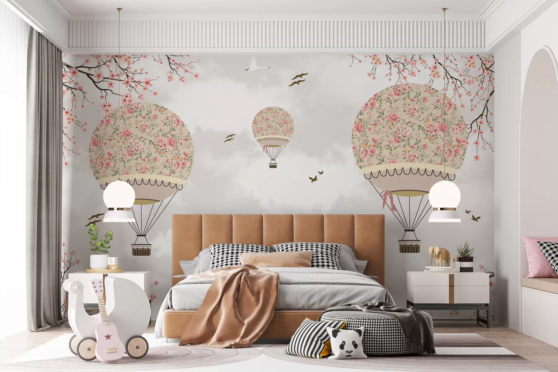 murales de pared Globos en flores y ramas de sakura u94445